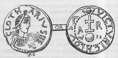 Монета Клотара 2 (Хлотара 2)