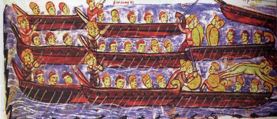 Морское сражение руссов с византийцами в 10 веке