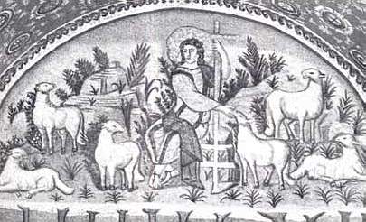Добрый пастырь. Мозаика в церкве. Италия. Равенна.
